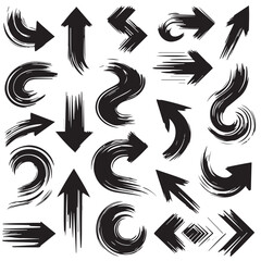 Clean White Background with Artistic Black Brush Stroke Arrows