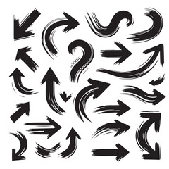 Clean White Background with Artistic Black Brush Stroke Arrows