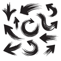 Clean White Background with Artistic Black Brush Stroke Arrows