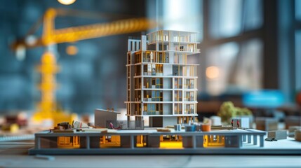 Naklejka premium Model of a building, apartment, condo, multi-storey residential development. of real estate projects