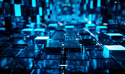 Obraz premium abstract blue background with cubes