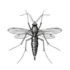 Black And White Drawing Mosquito lllustrations Art, Generative AI 