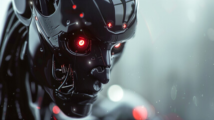 Fototapeta premium Close up of an evil AI humanoid robot.