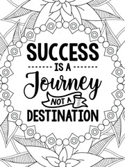 Motivational Quotes Flower Coloring Page Beautiful black and white illustration for adult coloring book