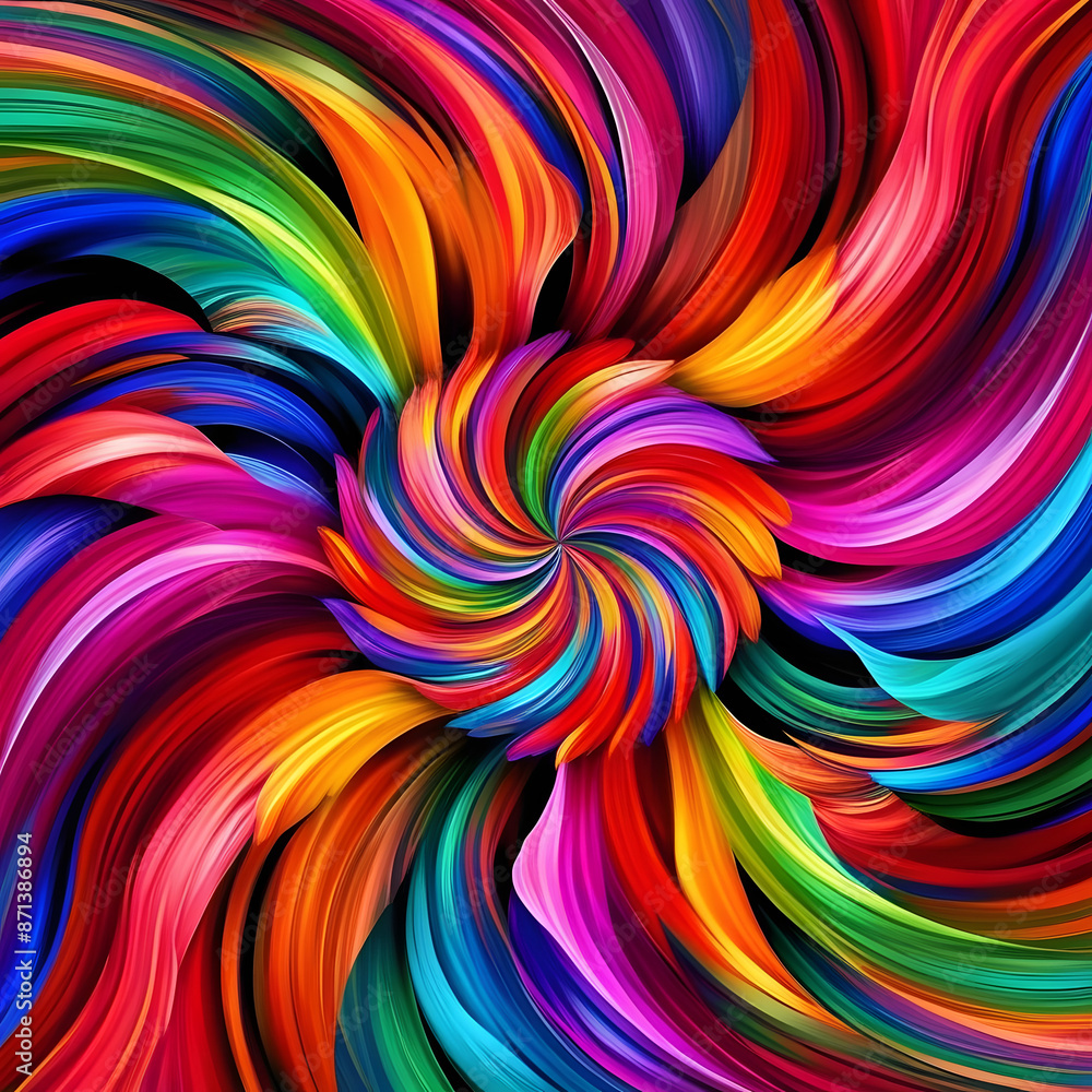 Poster abstract colorful circles pattern design with psychedelic swirls