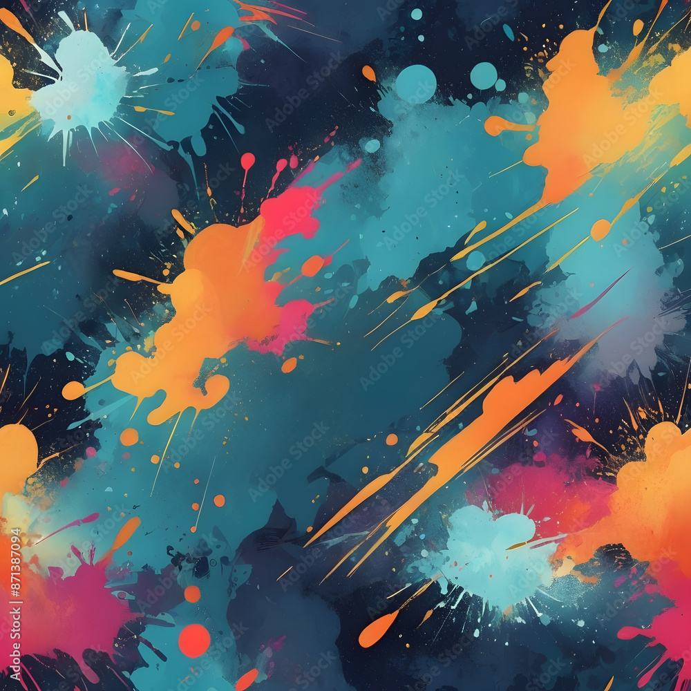 Poster dynamic textured abstract: generate a background with rich textures, including brush strokes, splatt