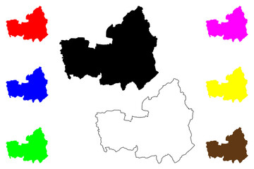 Obraz premium Chorley Non-metropolitan district, Borough (United Kingdom of Great Britain and Northern Ireland, ceremonial county Lancashire or Lancs, England) map vector illustration, scribble sketch map