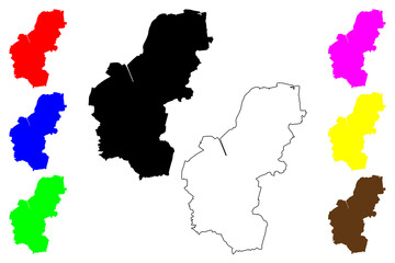 King's Lynn and West Norfolk non-metropolitan district, Borough (United Kingdom of Great Britain and Northern Ireland, ceremonial county Norfolk, England) map vector illustration, scribble sketch map