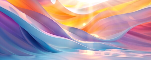 Fototapeta premium Abstract colorful geometric composition with flowing curves and vibrant colors