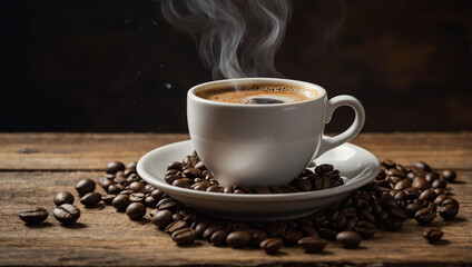 Fototapeta premium A steaming cup of coffee