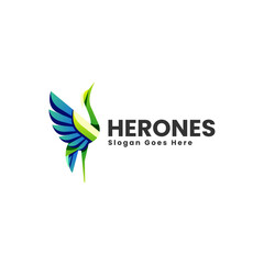 Obraz premium Vector Logo Illustration Heron Gradient Colorful Style