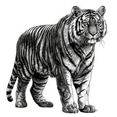 Black And White Drawing Tiger lllustrations Art, Generative AI  
