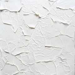 Textured background of white crumpled and torn paper creating an abstract pattern