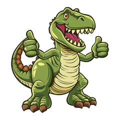 Fototapeta premium Cartoon happy tyrannosaurus giving thumbs up isolated on white background