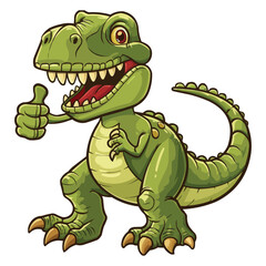 Fototapeta premium Cartoon happy tyrannosaurus giving thumbs up isolated on white background
