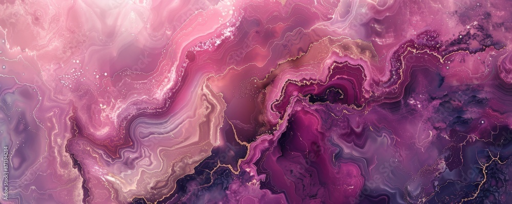 Poster abstract magenta and marble texture background with wavy patterns and specks of gold