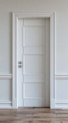 White paneled door with molding in a modern interior