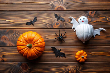 halloween background with pumpkin and bats