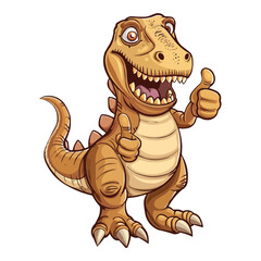 Obraz premium Cartoon happy tyrannosaurus giving thumbs up isolated on white background