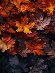 Fototapeta premium Laying Leaves on Ground