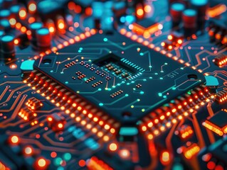 Obraz premium Electronic Circuit Board Close Up