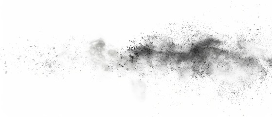 Obraz premium Pencil sketch style, panoramic close-up, high detail scan of dust accumulation, on white background, Generative AI
