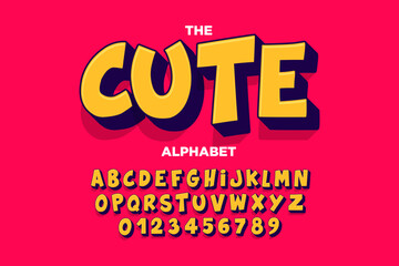 Modern playful alphabet letter and number set.  funky font or typography. Vector bold font for poster, flyer, book cover, greeting card, product packaging, graphic print, etc.