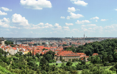 Fototapeta premium View from heights of Hradcany district of the old town of the Prague in Czech Republic