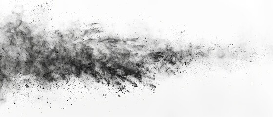 Pencil sketch style, panoramic close-up, high detail scan of dust particles in the air, on white background, Generative AI