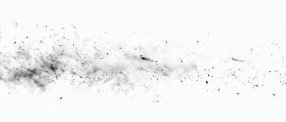 Fototapeta premium Pencil sketch style, panoramic close-up, high detail scan of dust smudges, on white background, Generative AI