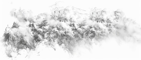 Pencil sketch style, panoramic close-up, high detail scan of dusty surface, on white background, Generative AI
