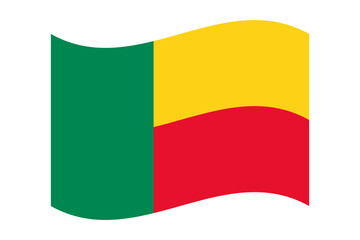 Vector illustration of wavy Benin flag on transparent background