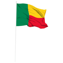 Vector illustration of wavy Benin flag on transparent background