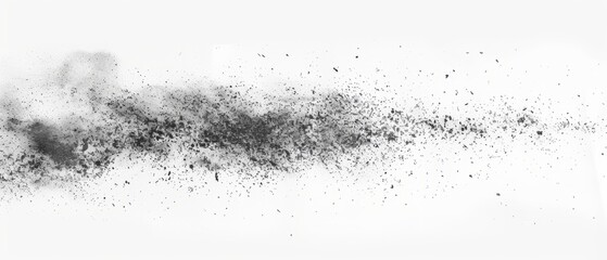 Fototapeta premium Pencil sketch style, panoramic close-up, high detail scan of fine dust covering, on white background, Generative AI
