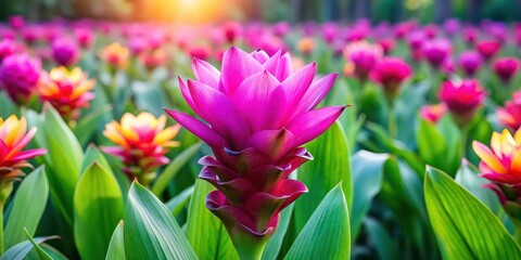 Obraz premium Vibrant and colorful Siam tulip flower in bloom, tropical, plant, botany, nature, vibrant, colorful, bloom, garden, Siam tulip