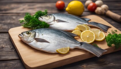 Fresh dorado on chopping board