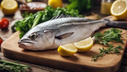 Fresh dorado on chopping board