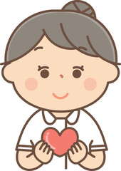 ハートを持った看護師の女性