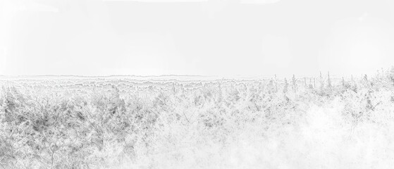 Pencil sketch style, panoramic close-up, high detail scan of light dust layer, on white background, Generative AI
