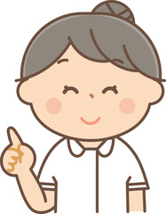 ポイントを説明する看護師の女性