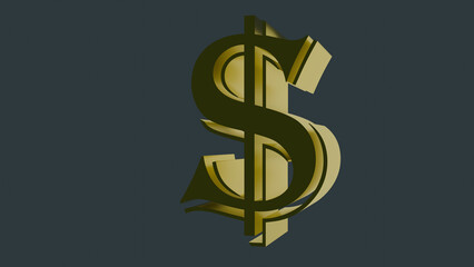 Graphic representation of money symbol, light hitting giving luminous shapes