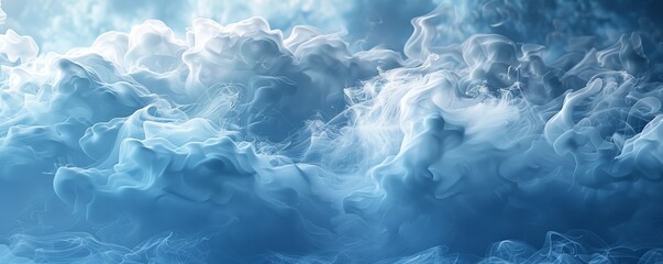 Fototapeta premium Abstract white and blue liquid smoke forming in a cloudy atmosphere