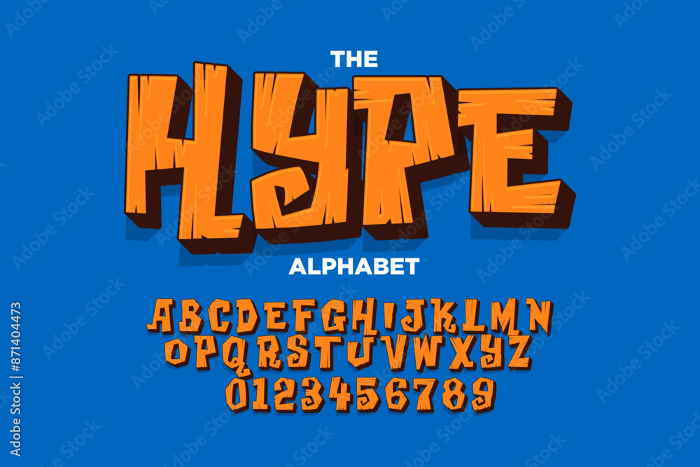 Fototapete modern playful alphabet letter and number set. funky font or typography. vector bold font for poster