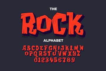 Modern playful alphabet letter and number set.  funky font or typography. Vector bold font for poster, flyer, book cover, greeting card, product packaging, graphic print, etc.