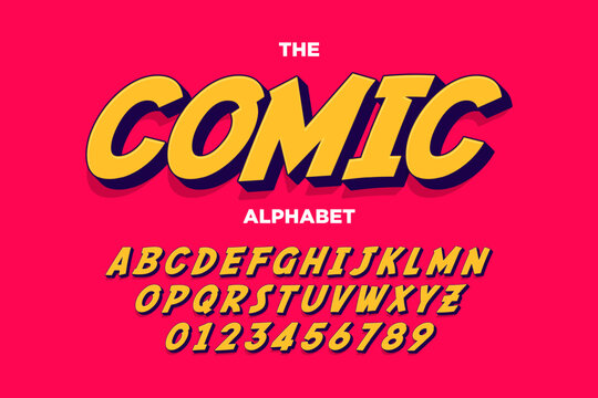 Modern playful alphabet letter and number set.  funky font or typography. Vector bold font for poster, flyer, book cover, greeting card, product packaging, graphic print, etc.