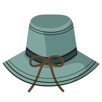 recommend clip art: Beach hat with ribbon bow vector illustration, blue summer hat, hats clip art