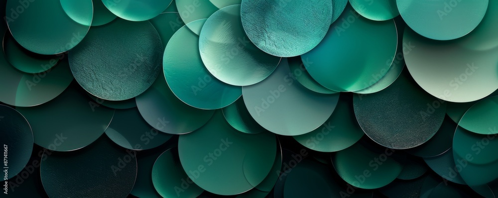 Poster abstract overlapping green circles background creating a modern geometric pattern