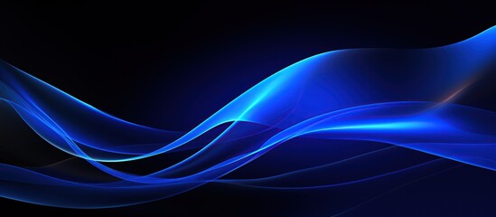 Abstract Blue Waves on Black Background