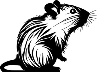 Obraz premium Adorable black stencil hamster, cute pet companion. 