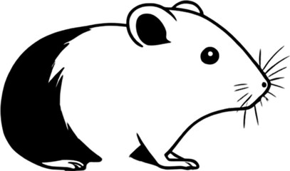 Fototapeta premium Adorable black stencil hamster, cute pet companion. 